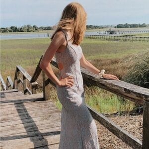 Cream Sheath Halter Backless Dress for Wedding Guest